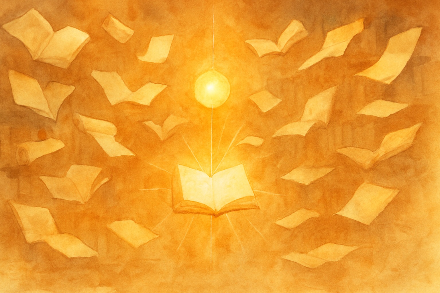 Illustration of an AI agent navigating branching knowledge paths across interconnected document nodes