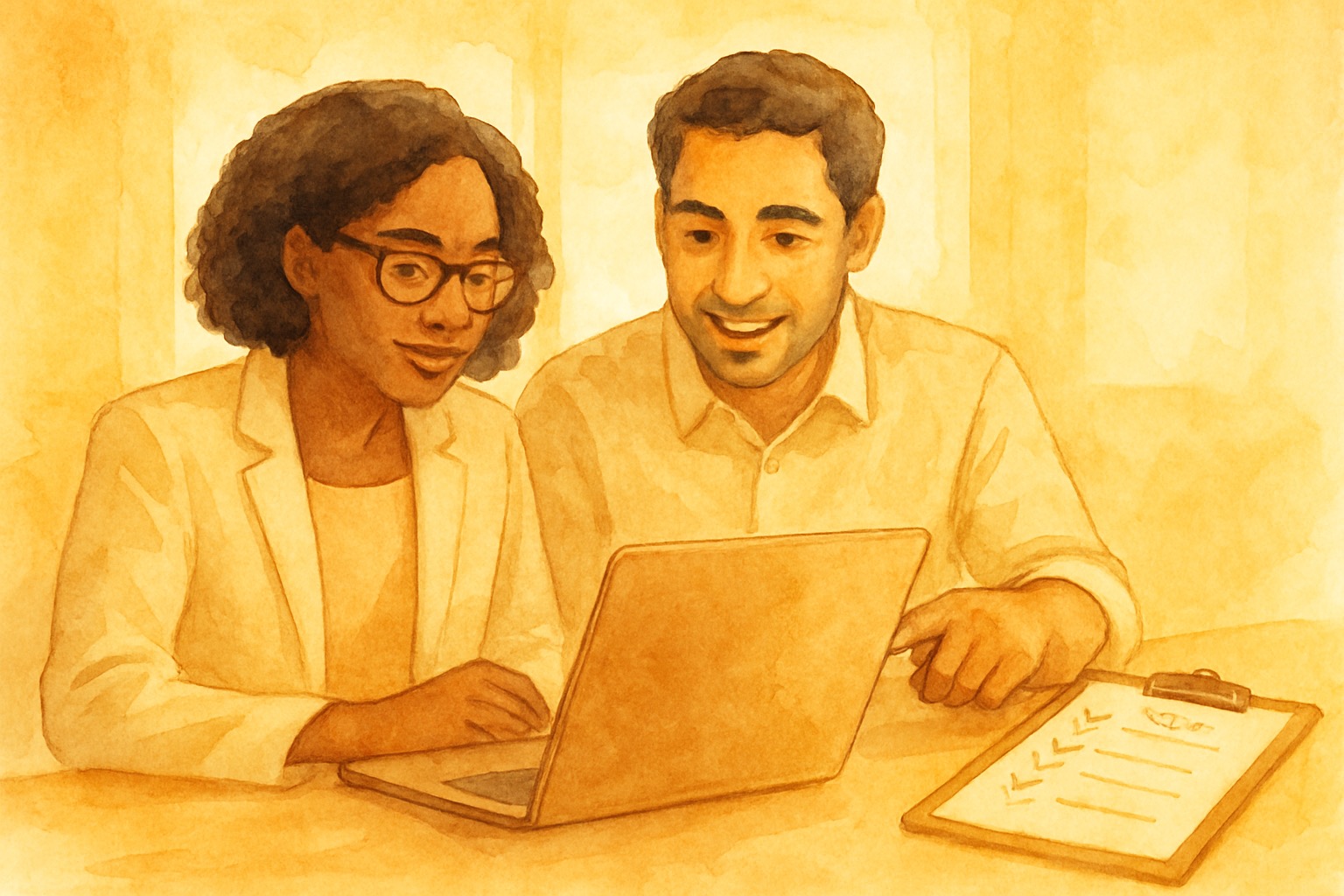 Illustration of a team evaluating AI agent quality through structured testing scenarios