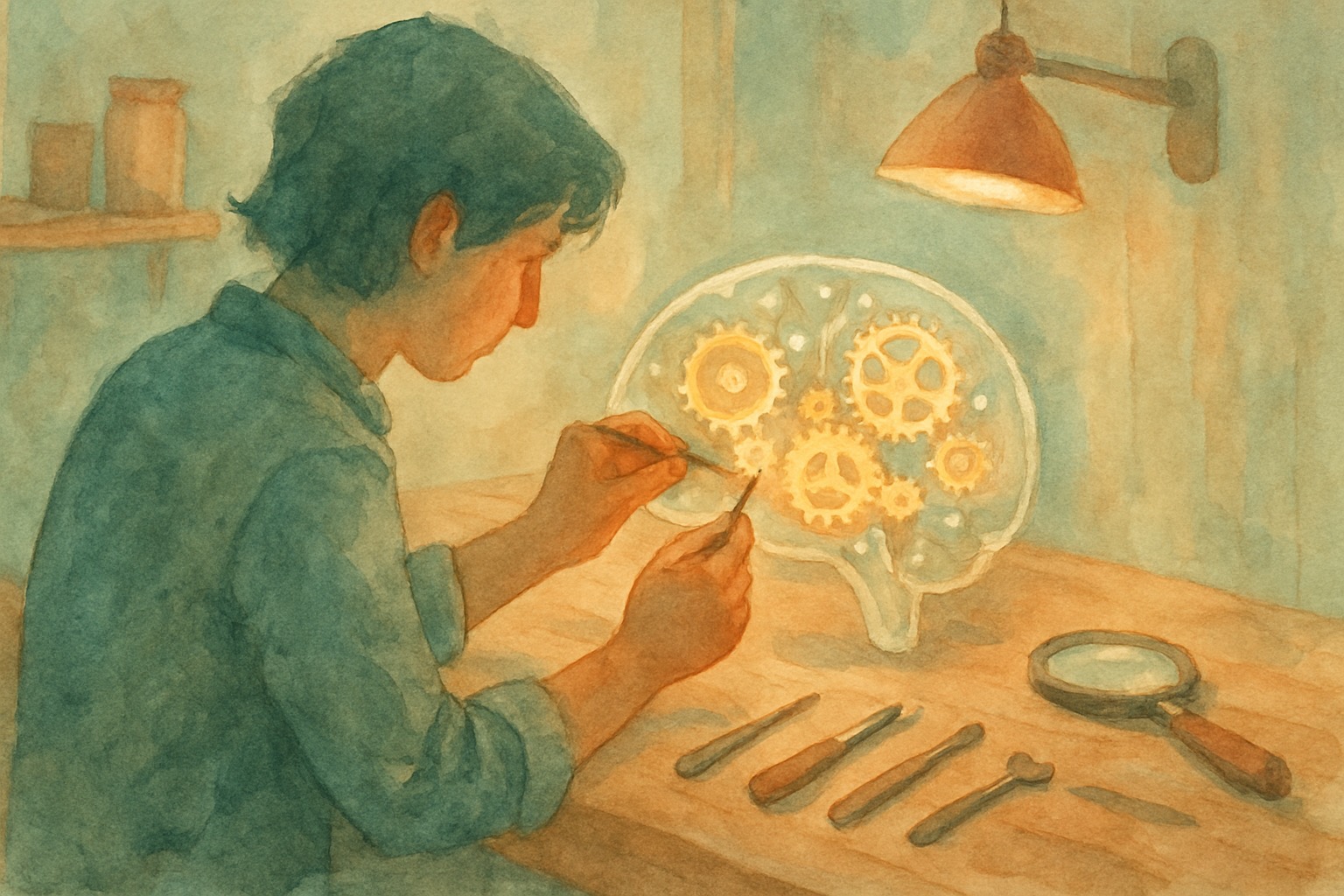 Illustration of a neural network with low-rank adapter matrices injected between layers, showing only a small percentage of parameters highlighted for training