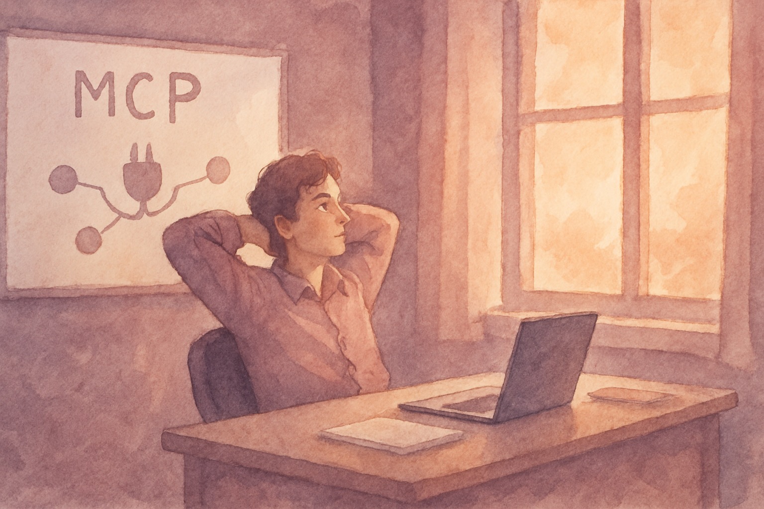 Developer working through advanced MCP protocol integration patterns on a screen